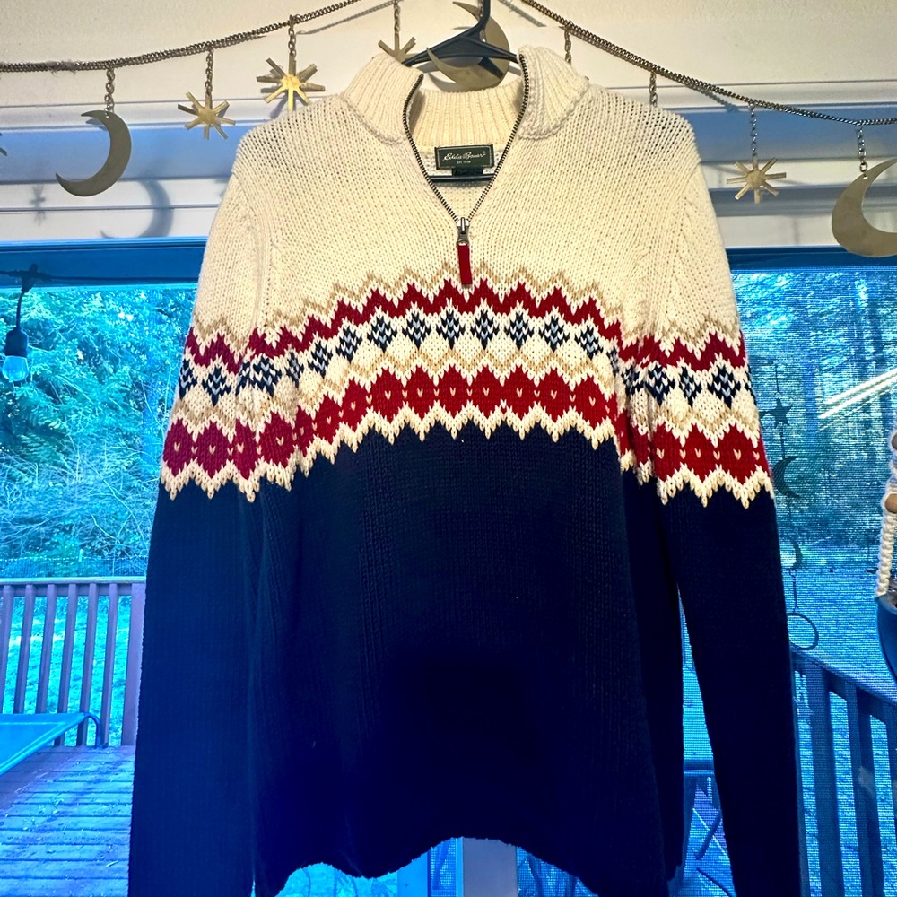 Knit quarter zip sweater